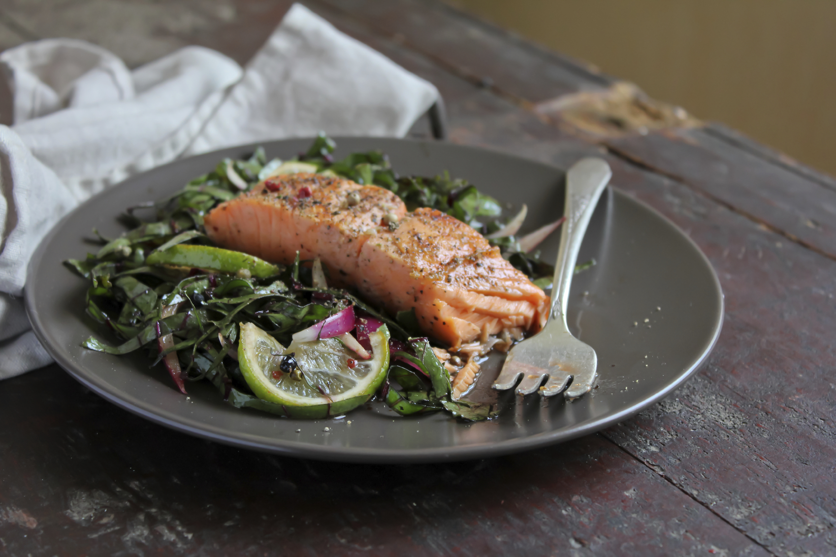 energy boosting salmon on swiss chard recipe